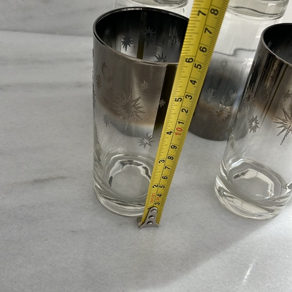 Vintage Mid Century Modern Dorothy Thorpe 
Silver Starburst Highball Glasses 4 - Picture 6 of 7